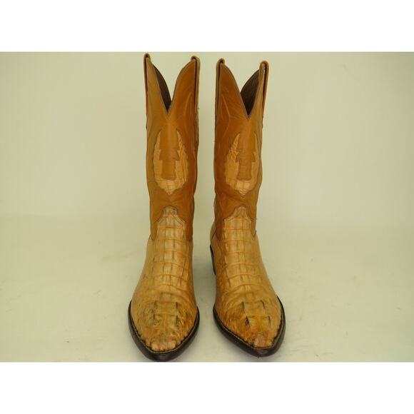 Black Jack Mens Size 6 EE American Alligator Head Cut Inlay Tan Cowboy Boots main image 4